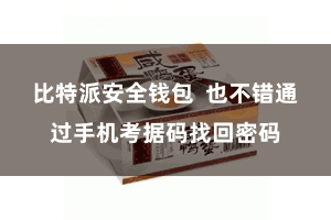 比特派安全钱包 也不错通过手机考据码找回密码